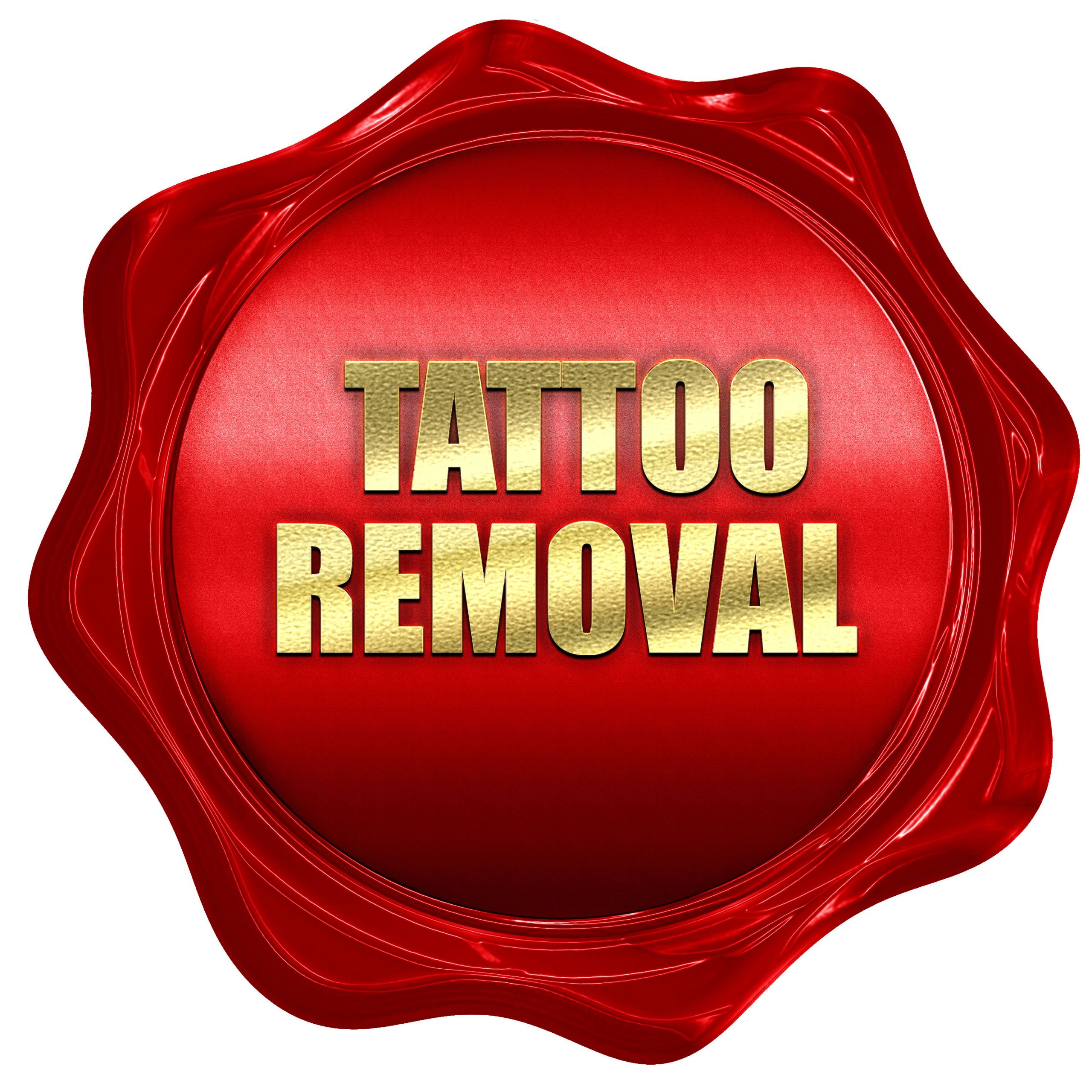 tattoo removal, 3D rendering, red wax stamp with text